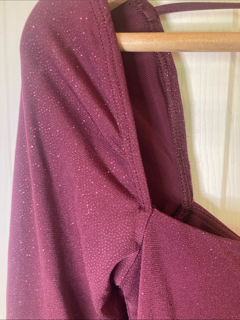 Lucy in the Sky Burgundy Sparkle Long Sleeve Midi Dress - Picture 5 of 10